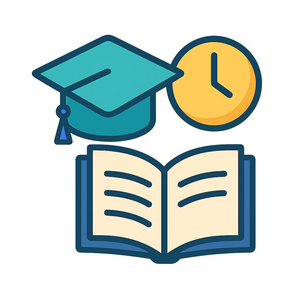 24 hour homework help about us illustration with graduation cap book and clock